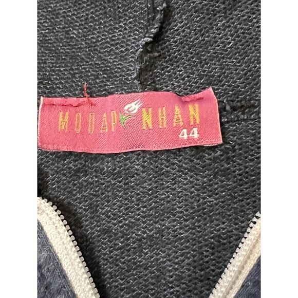 Moda Pinhan Sleeveless Sweatshirt Full Zip Hoodie Vest‎ Long Above Knee Size 44 - Picture 9 of 9